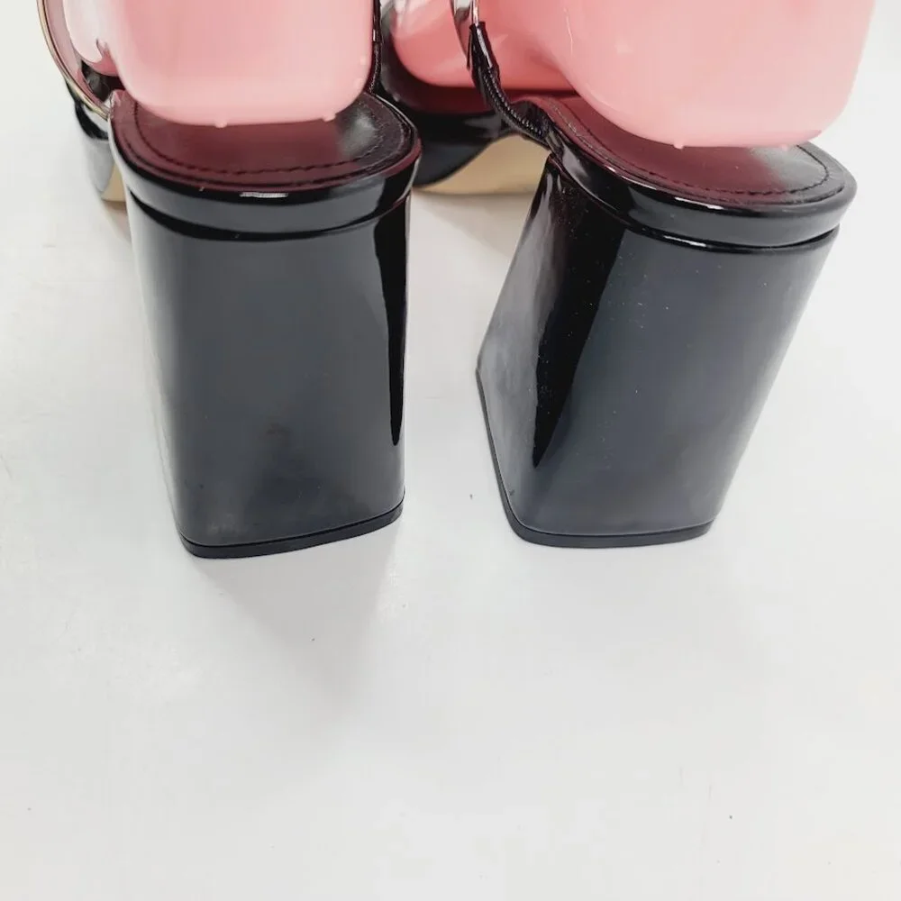 Nine West‎ Women's Black Clear Sheer Block Heel Platform Sandal Size 7.5M